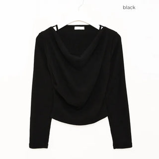 Drape Off-Shoulder Fleece T-Shirt