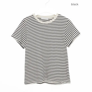 Basic striped half-sleeve T-shirt