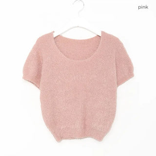 Shaggy short-sleeved knit