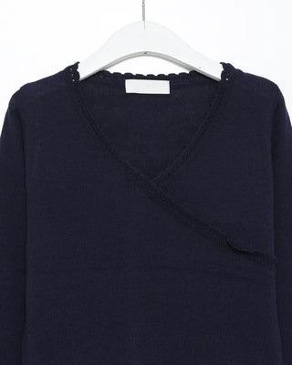 Perforated Scallop Surplice Neck Summer Knit