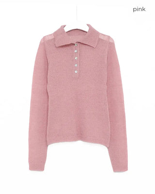 Simple half-open collar knit