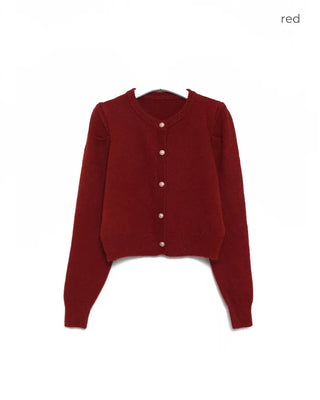 Gold Button Puff Cardigan