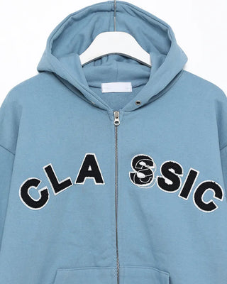 (Unisex) CLASSIC Patch Double Zip Sweatshirt Hoodie