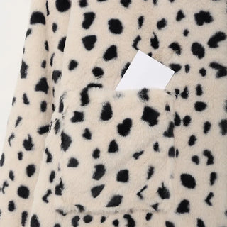 Leopard fur collar coat