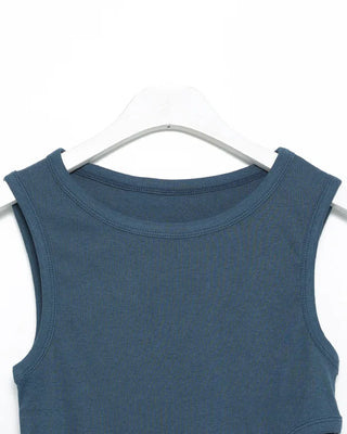 Waist Oval Slit Ribbed Tank Top