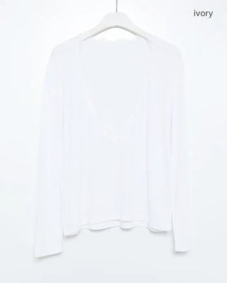 Lace Deep V-Neck Long Sleeve Cut and Sewn