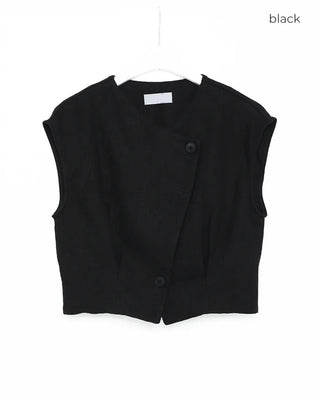Drop-shoulder cropped vest jacket