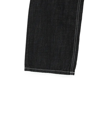 Stitched black straight denim pants