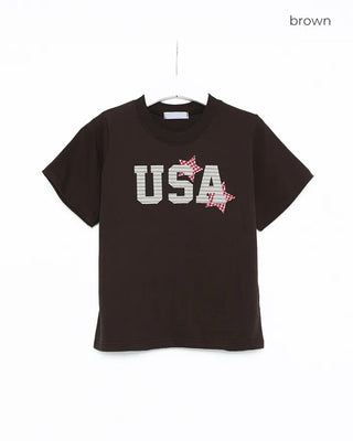 USA Star Patch Half-Sleeve T-Shirt