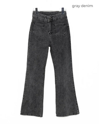Pocket Flare Fit Denim Pants