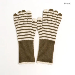 Striped long gloves