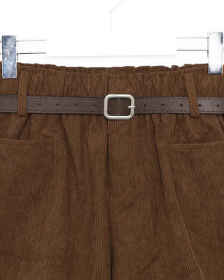 Belted Corduroy Shorts