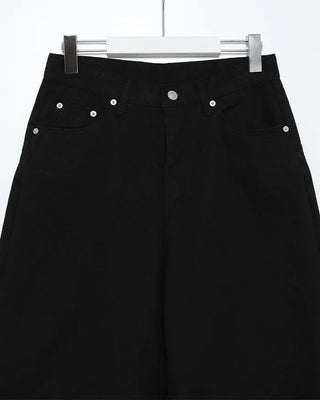 Back snap cotton wide pants