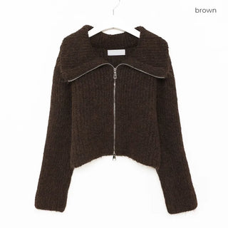Double-zip ribbed cardigan