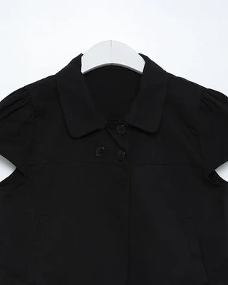 Round collar neck double-button blouse