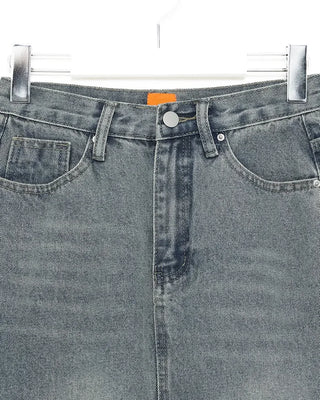 Long slit denim skirt