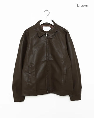 Vegan leather collar jacket