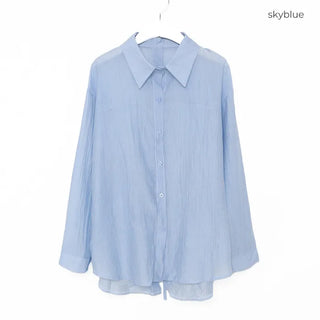 Back button sheer shirt