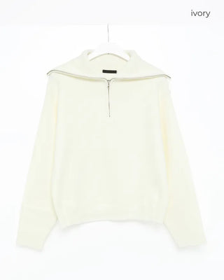 Big Collar Half-Zip Knit