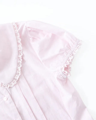 [6th Re-release] (ORIGINAL) Heart Button Lace Puff Blouse