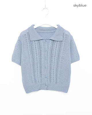 Short-sleeved knit polo shirt