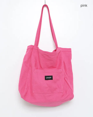 Square Pocket Big Color Canvas Tote Bag