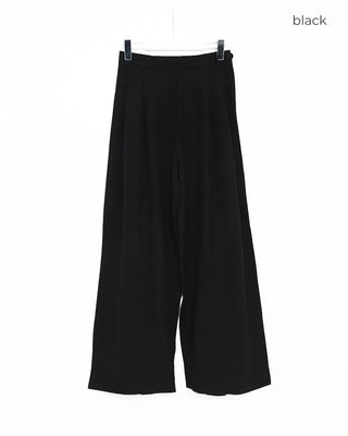High-waisted, pleated long wide slacks
