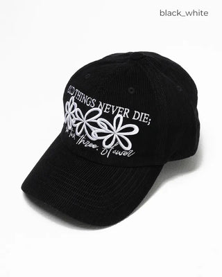 Triple Flower Stitch Corduroy Cap