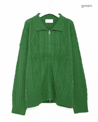 (Unisex) Double Zip-Up Fisherman Knit