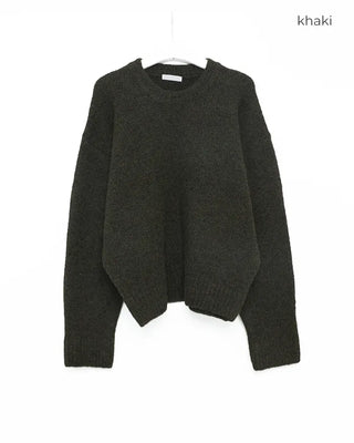 Drop-shoulder wool-blend knit sweater