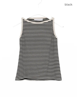 Boat neck striped sleeveless