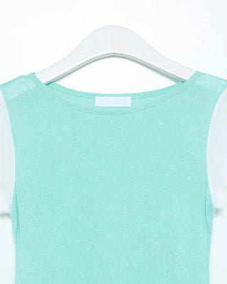 See-through two-tone short-sleeve T-shirt