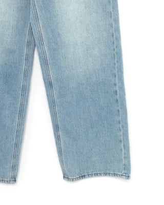Cut-off wrap skirt & wide-leg denim set
