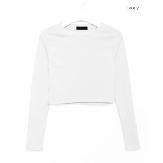 Basic long-sleeve cropped T-shirt