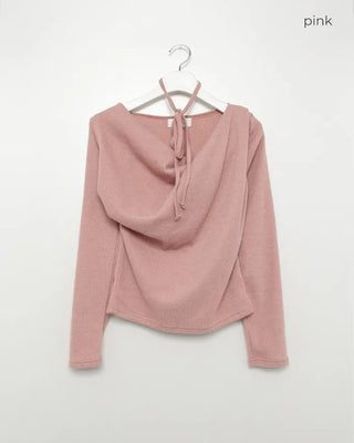 Choker Set Shirred Off-Shoulder Slim Knit