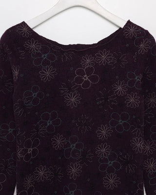 Floral print sheer long t-shirt