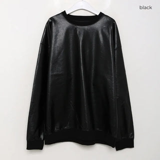 Leather glossy sweatshirt