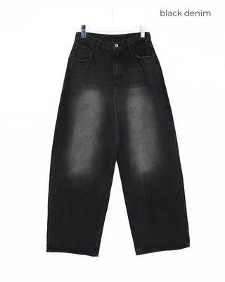 Flap pocket washed denim pants
