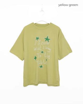 Handwritten Star Lettering Over Half T-Shirt
