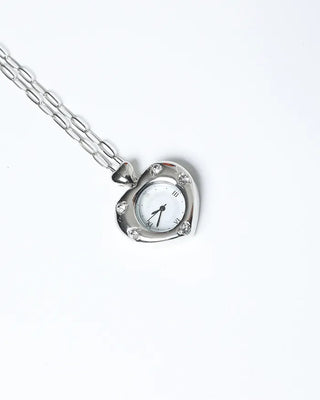 Heart Cubic Zirconia Watch Necklace