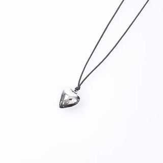 Heart pendant black strap necklace