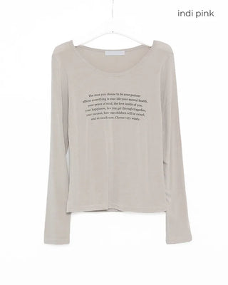 Lettering Cropped Long-Sleeve T-Shirt