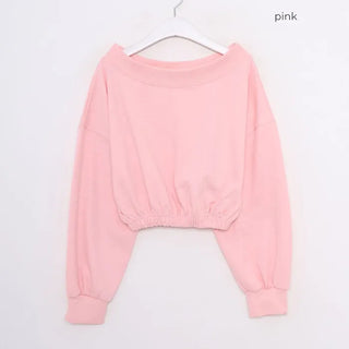 Off-shoulder cropped sweatshirt