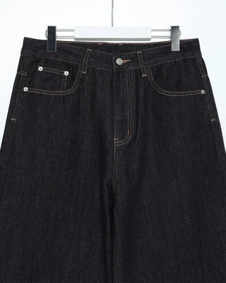 Back-belt denim pants