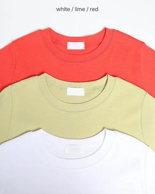 Semi-cropped short-sleeve T-shirt