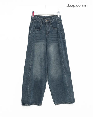 Slit denim wide-leg pants