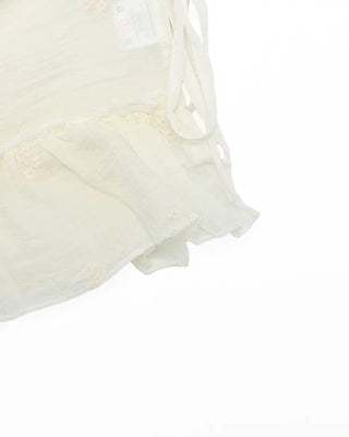Flower embroidered layered wrap skirt