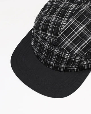 Checkered cap with drawstring