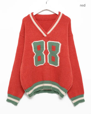 88 V-neck bicolor knit