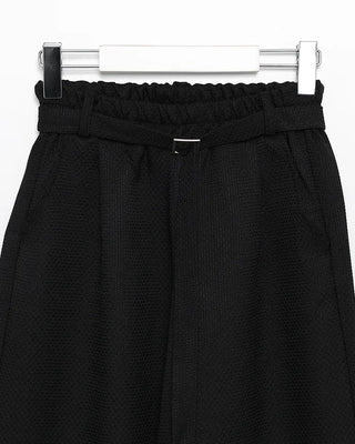 Belted Elastic Waist Tweed Wide Pants